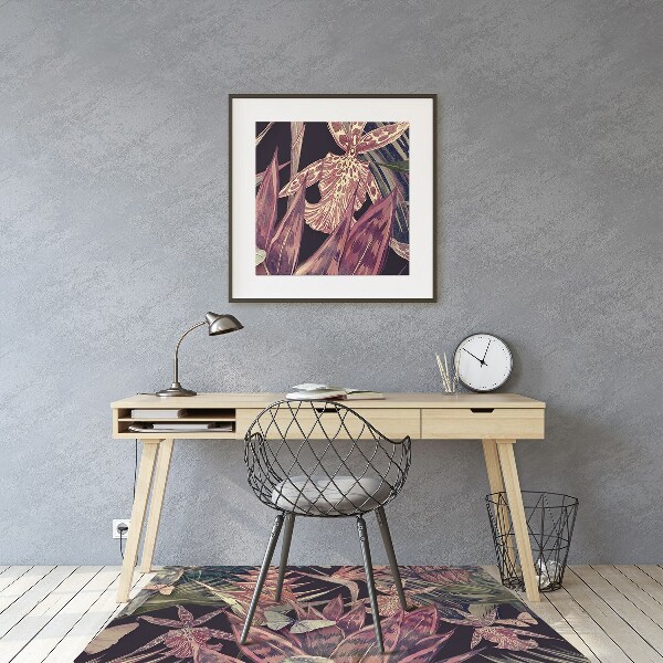 Office chair floor protector Birds and leaves