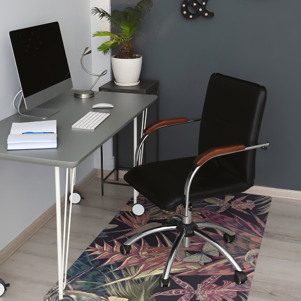 Office chair floor protector Birds and leaves