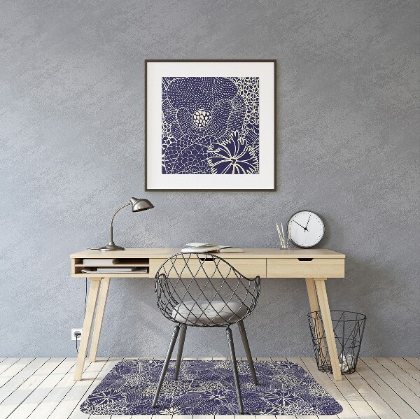 Office chair floor protector blue pattern