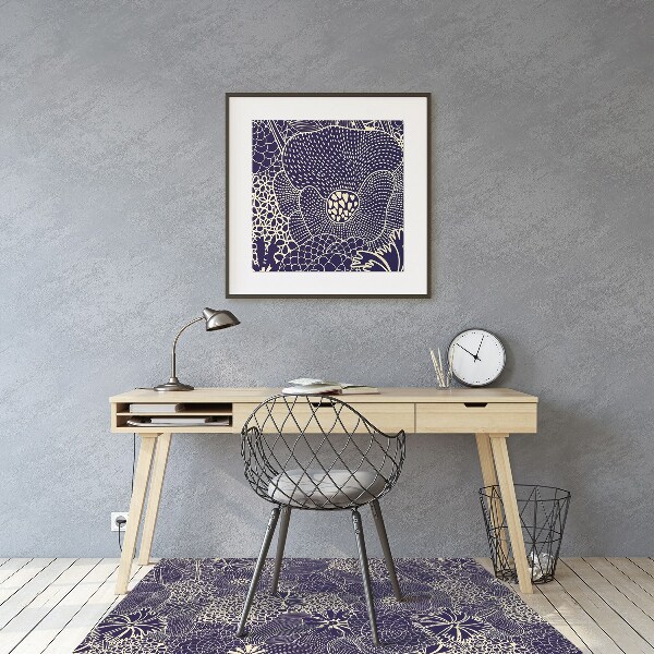 Office chair floor protector blue pattern