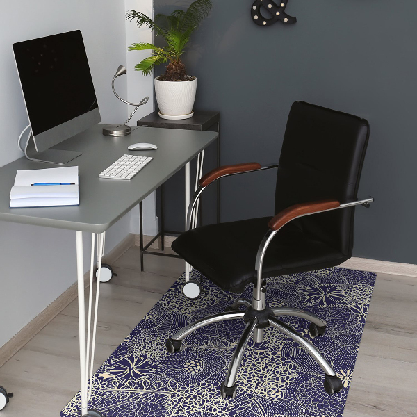 Office chair floor protector blue pattern