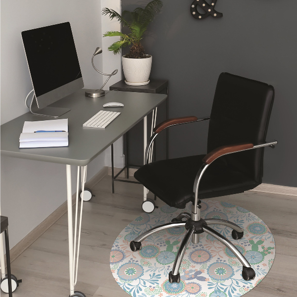 Office chair floor protector vintage flowers