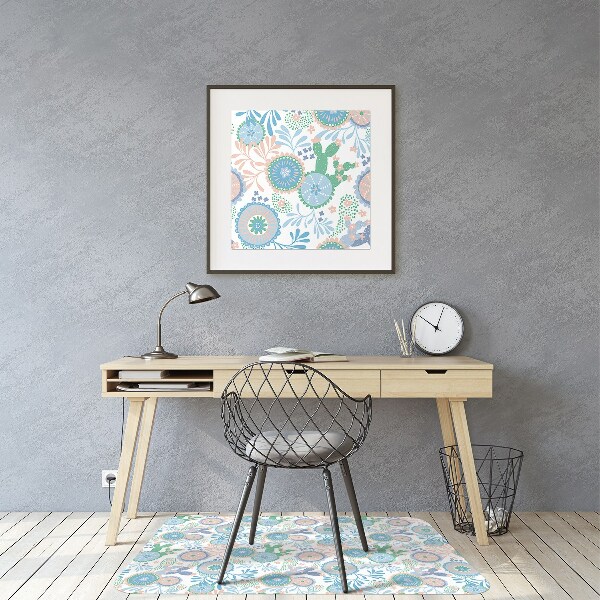 Office chair floor protector vintage flowers