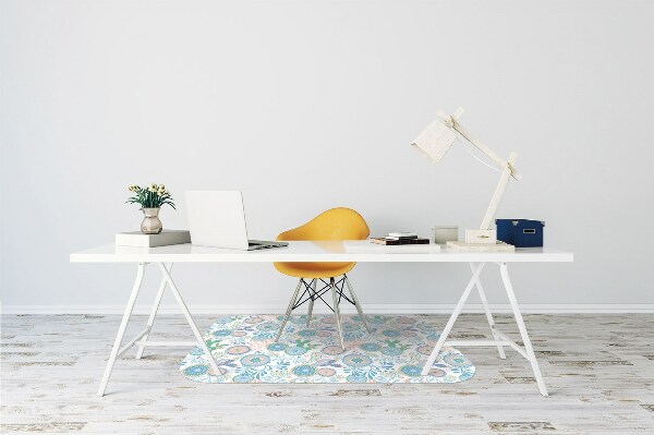 Office chair floor protector vintage flowers