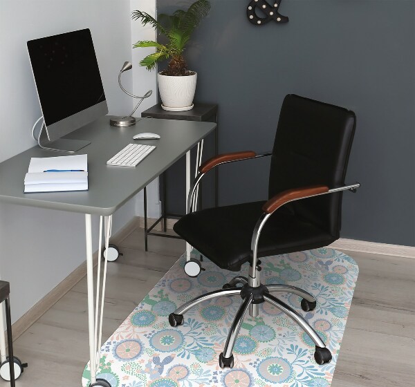 Office chair floor protector vintage flowers