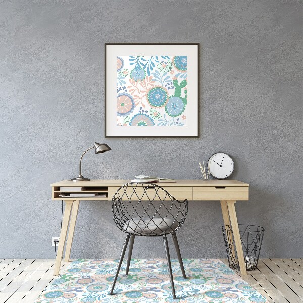Office chair floor protector vintage flowers