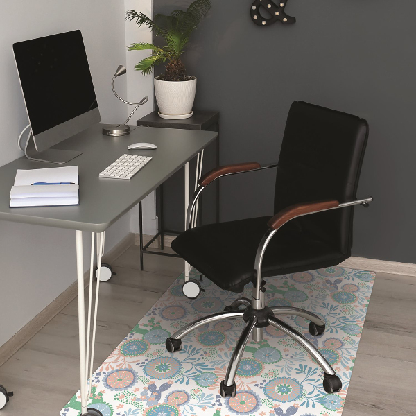 Office chair floor protector vintage flowers