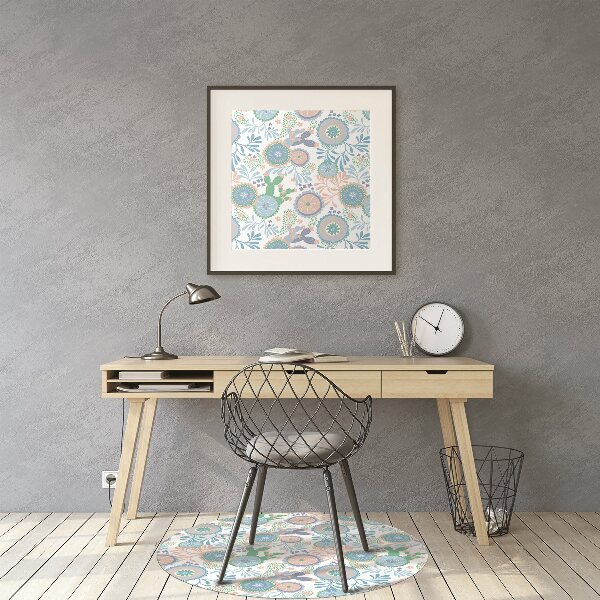 Office chair floor protector vintage flowers