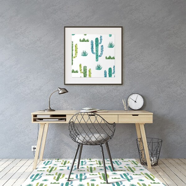 Chair mat floor panels protector painted Cactus