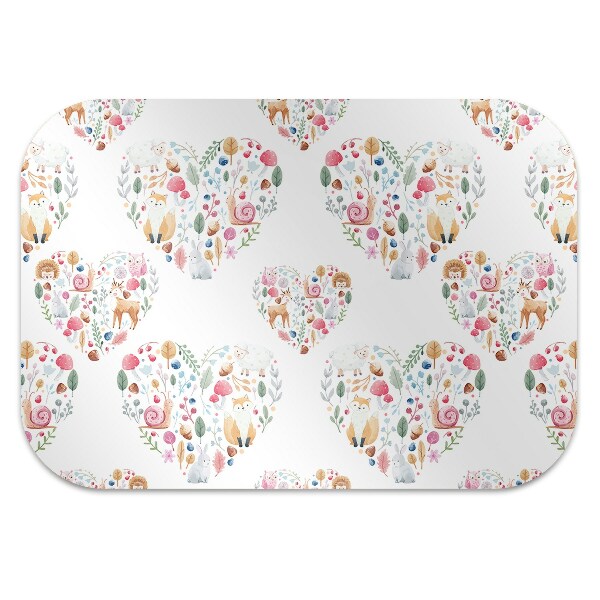 Chair mat floor panels protector Fox Rabbit Heart