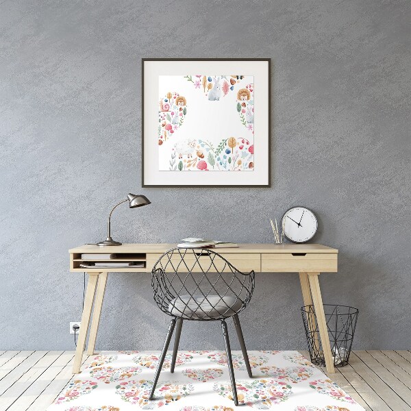 Chair mat floor panels protector Fox Rabbit Heart
