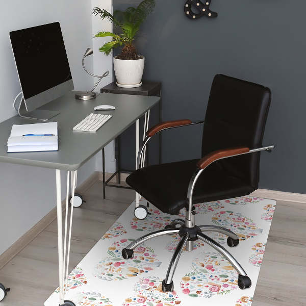 Chair mat floor panels protector Fox Rabbit Heart