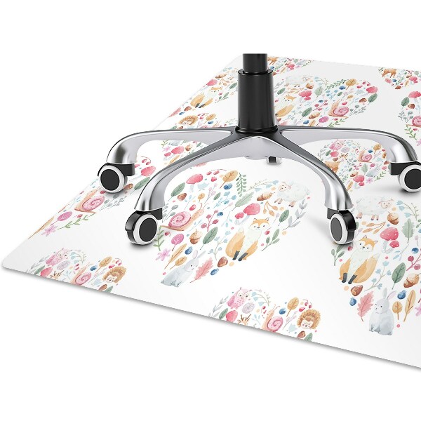 Chair mat floor panels protector Fox Rabbit Heart