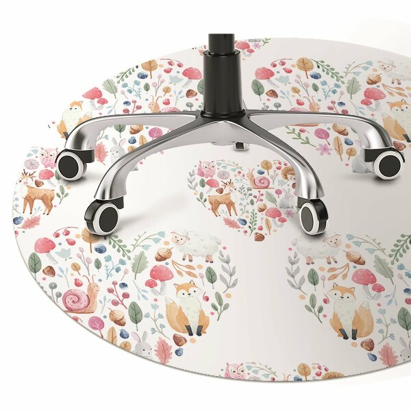 Chair mat floor panels protector Fox Rabbit Heart