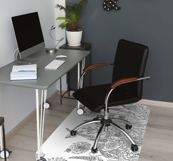 Desk chair mat flowers sketch