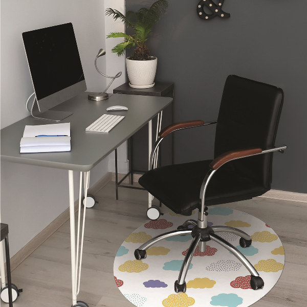 Office chair mat colorful clouds