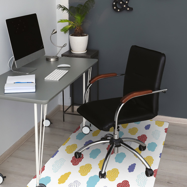 Office chair mat colorful clouds