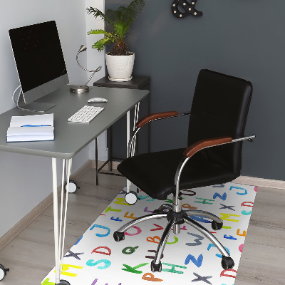 Office chair mat colorful letters