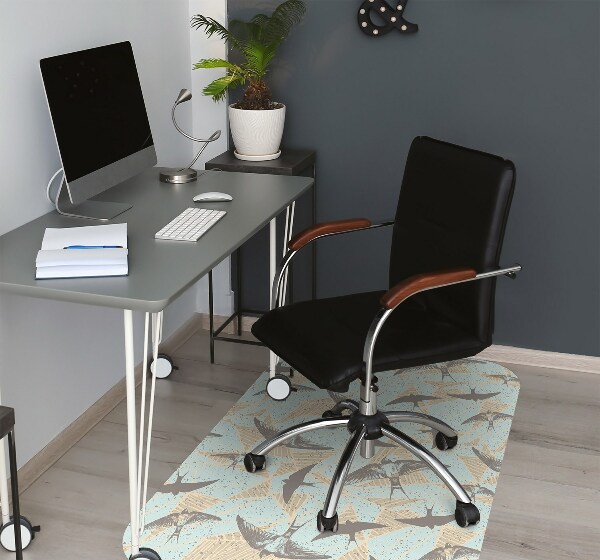 Office chair mat flying swallows