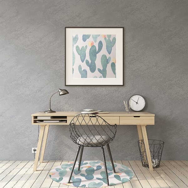 Chair mat floor panels protector painted cacti