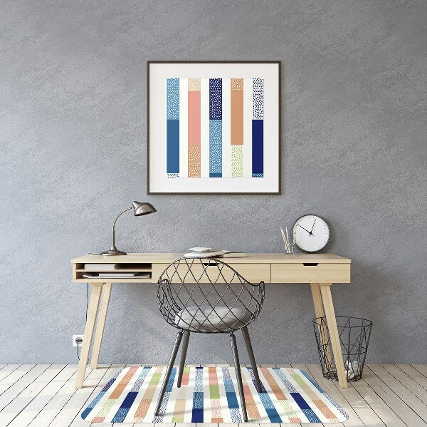 Office chair floor protector colorful stripes