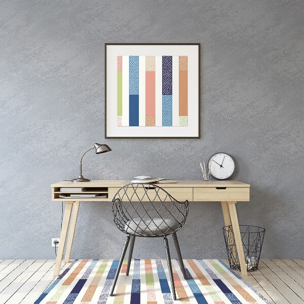 Office chair floor protector colorful stripes