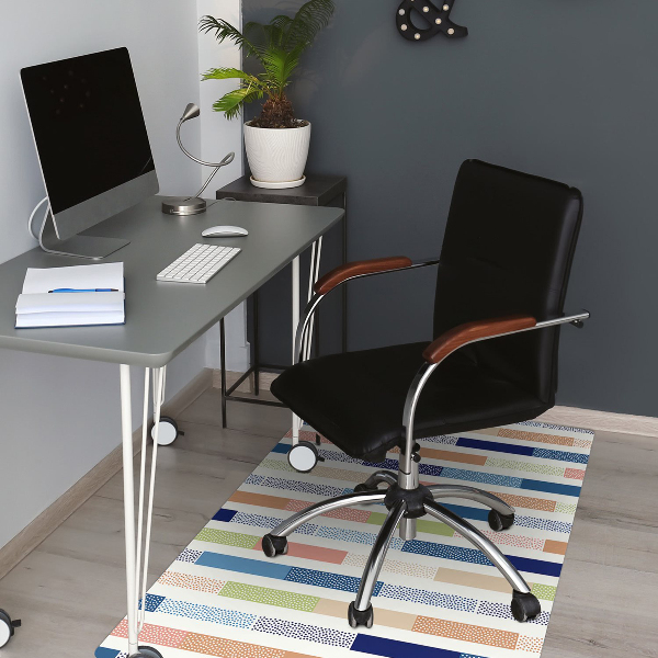 Office chair floor protector colorful stripes