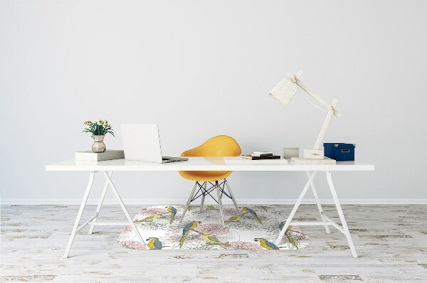Office chair mat Parrot and flowers