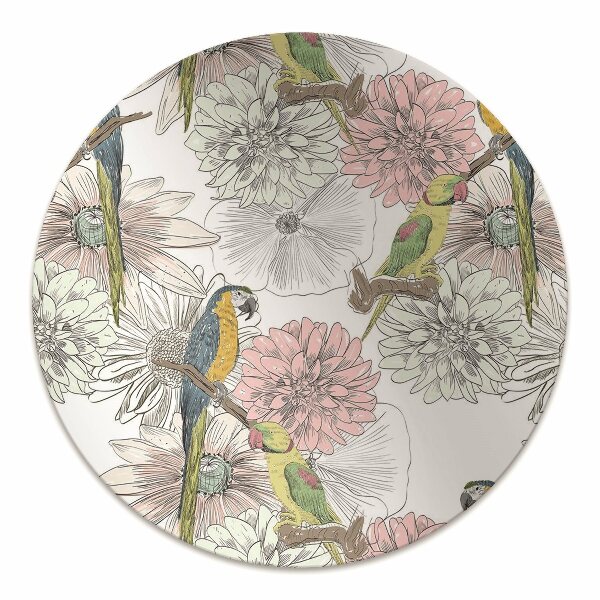 Office chair mat Parrot and flowers