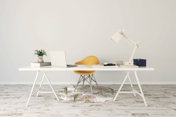 Office chair mat Parrot and flowers