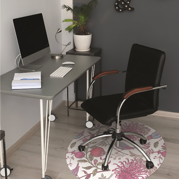 Office chair floor protector Birds and flowers