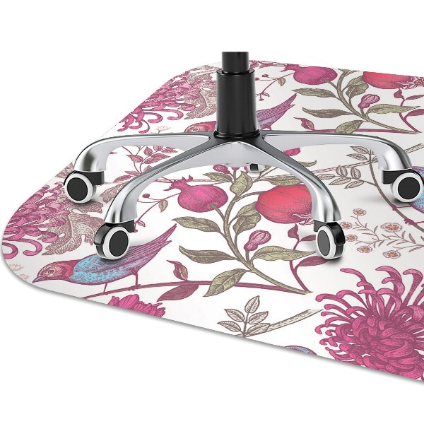 Office chair floor protector Birds and flowers