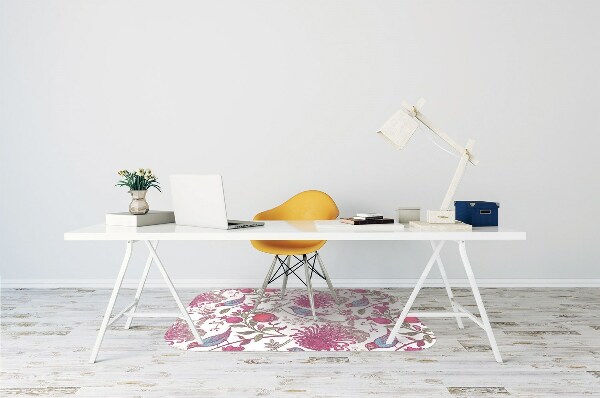 Office chair floor protector Birds and flowers