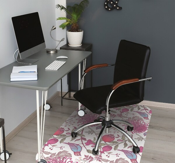 Office chair floor protector Birds and flowers