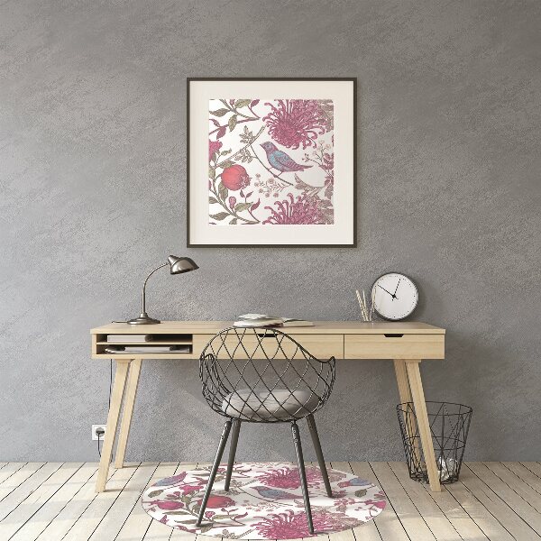 Office chair floor protector Birds and flowers