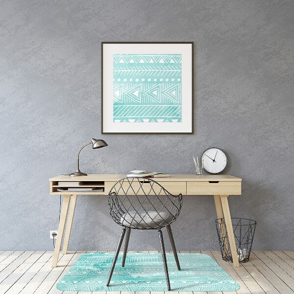 Chair mat geometric turquoise