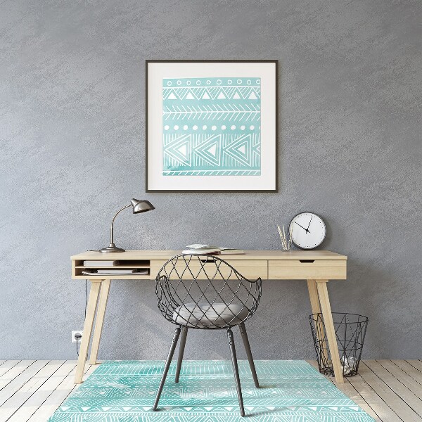 Chair mat geometric turquoise