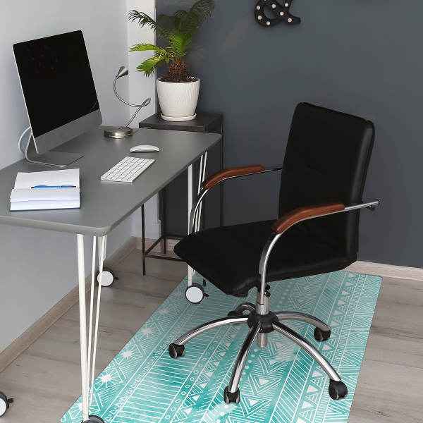Chair mat geometric turquoise