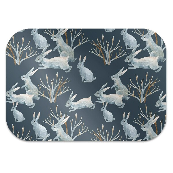 Desk chair mat white Rabbits