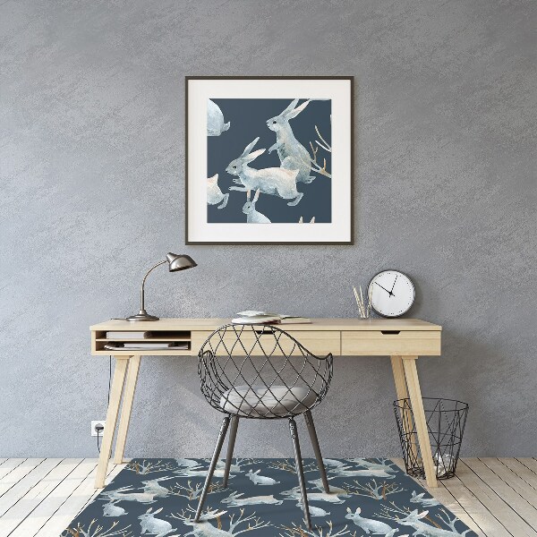 Desk chair mat white Rabbits