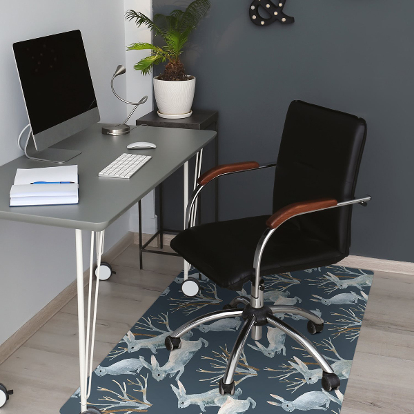 Desk chair mat white Rabbits