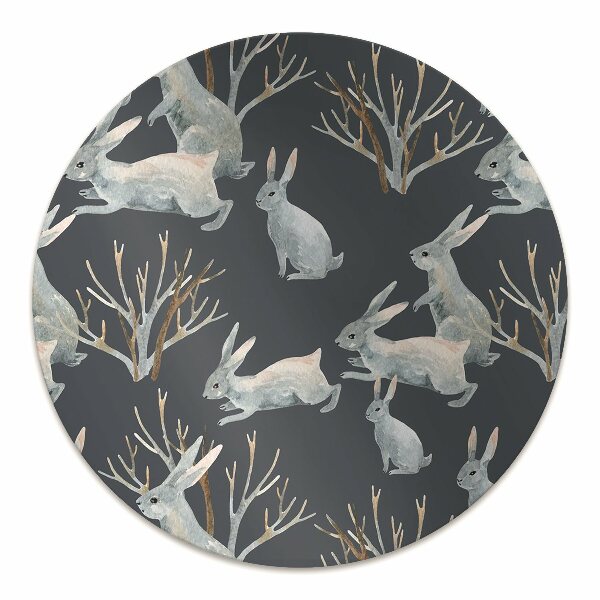 Desk chair mat white Rabbits