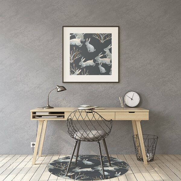 Desk chair mat white Rabbits