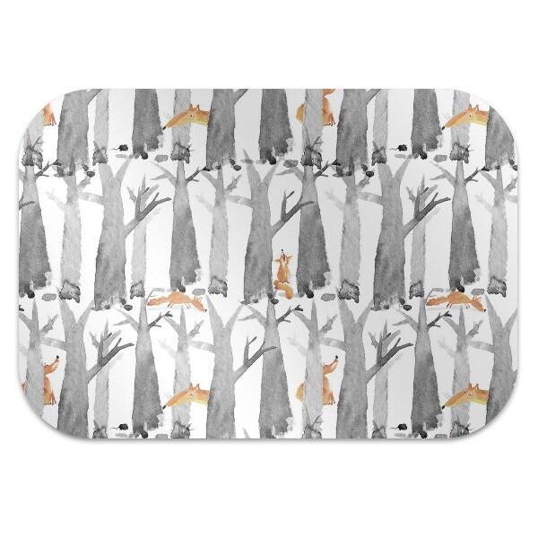 Desk chair mat Foxes in the forest