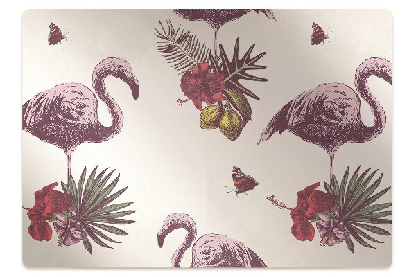 Chair mat Flamingos & Hibiscus