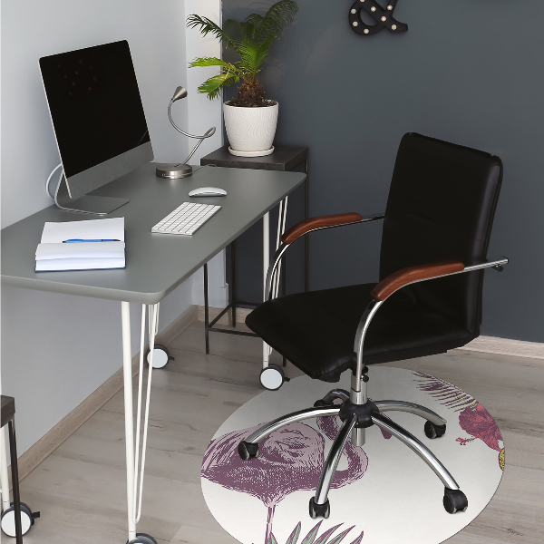 Chair mat Flamingos & Hibiscus