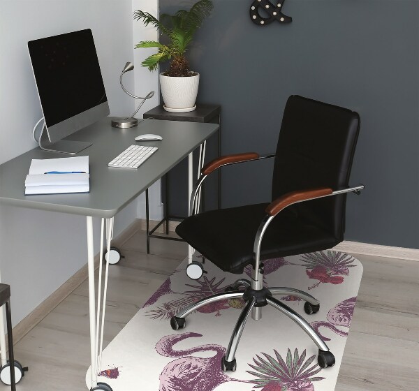 Chair mat Flamingos & Hibiscus