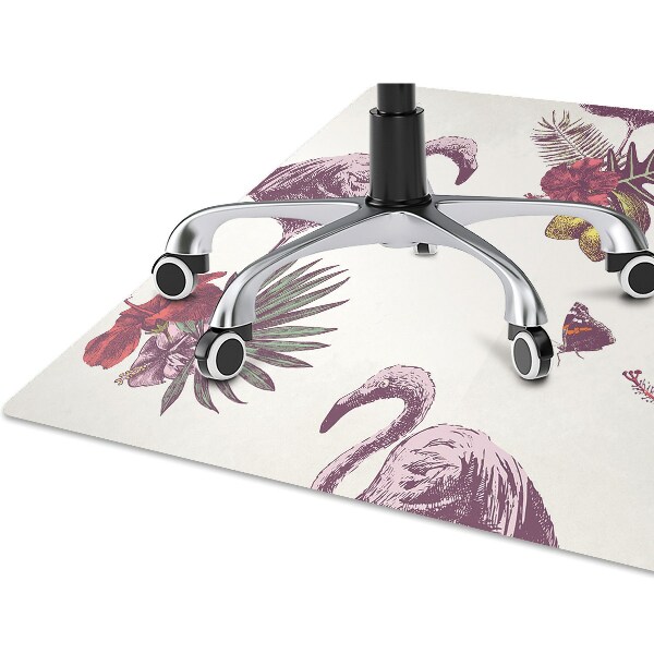 Chair mat Flamingos & Hibiscus