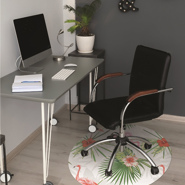 Office chair mat Flamingos and flowers