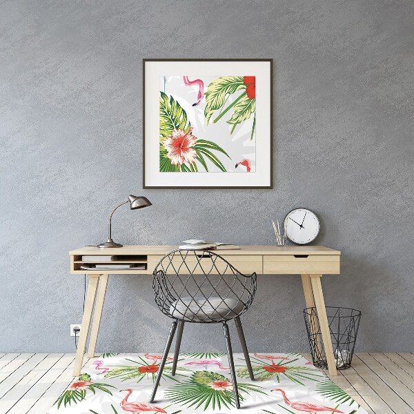 Office chair mat Flamingos and flowers